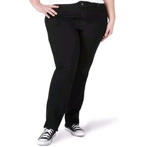 Lee Jeans Women Plus 24W Black Onyx Denim Relaxed Fit Straight Leg Mid Rise NWT